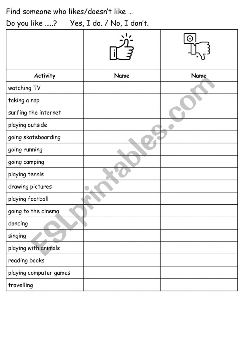 Find someone (speaking) worksheet