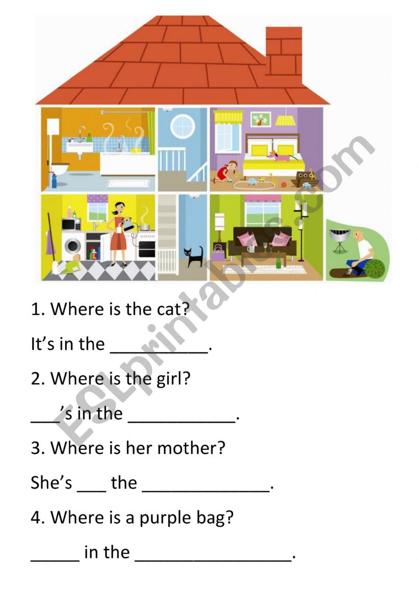 in the house fun tasks worksheet