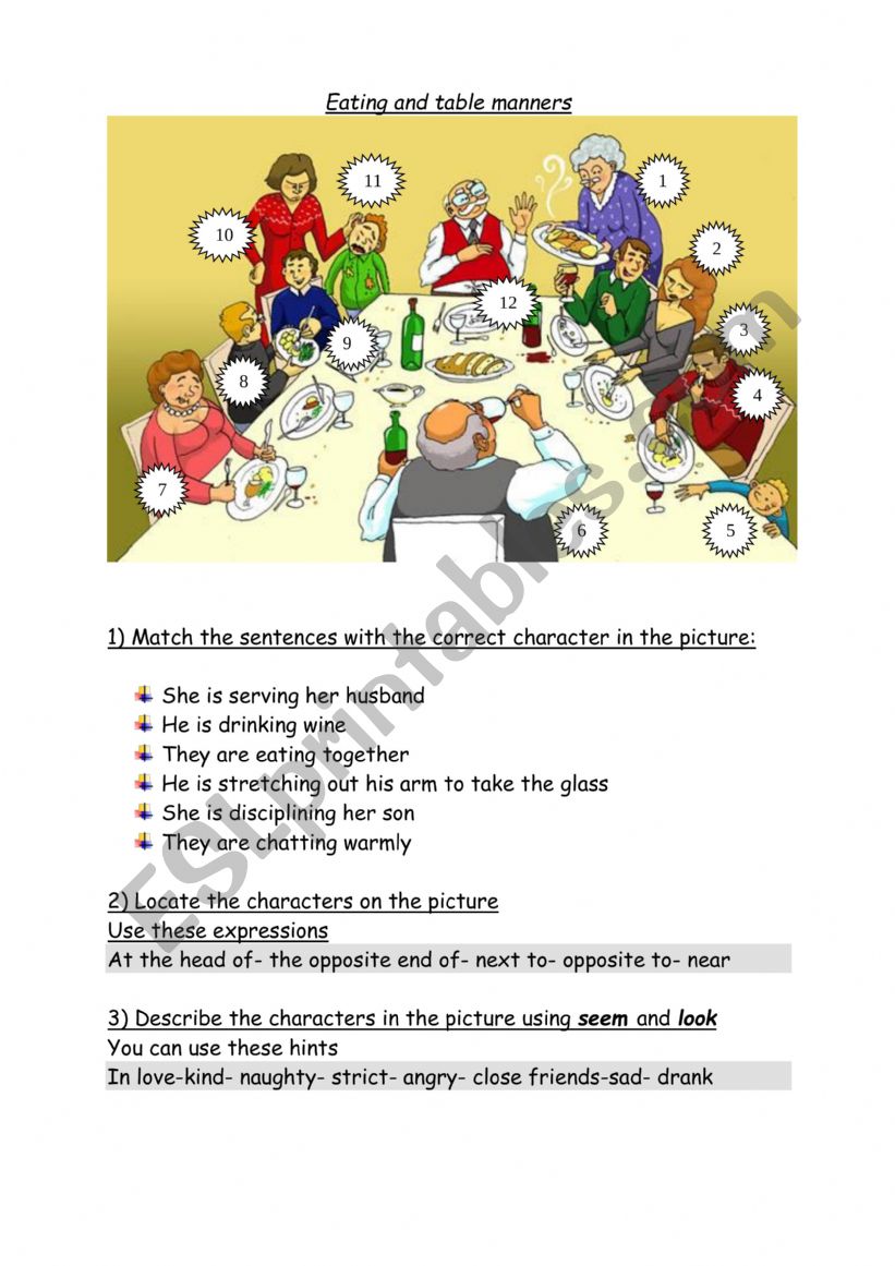 Table Manners worksheet