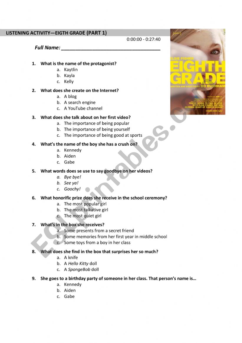 EIGHTH GRADE_PART 1 worksheet