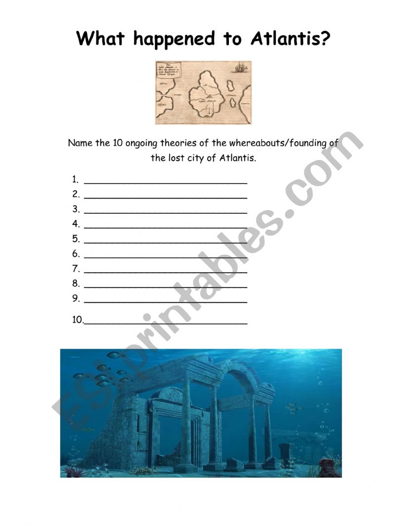 The Myth of Atlantis worksheet