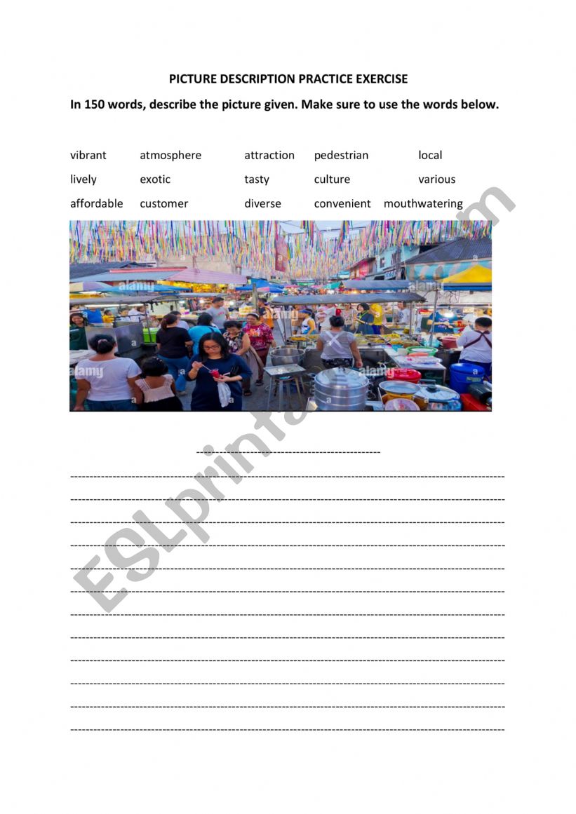 Picture Description Exercise worksheet