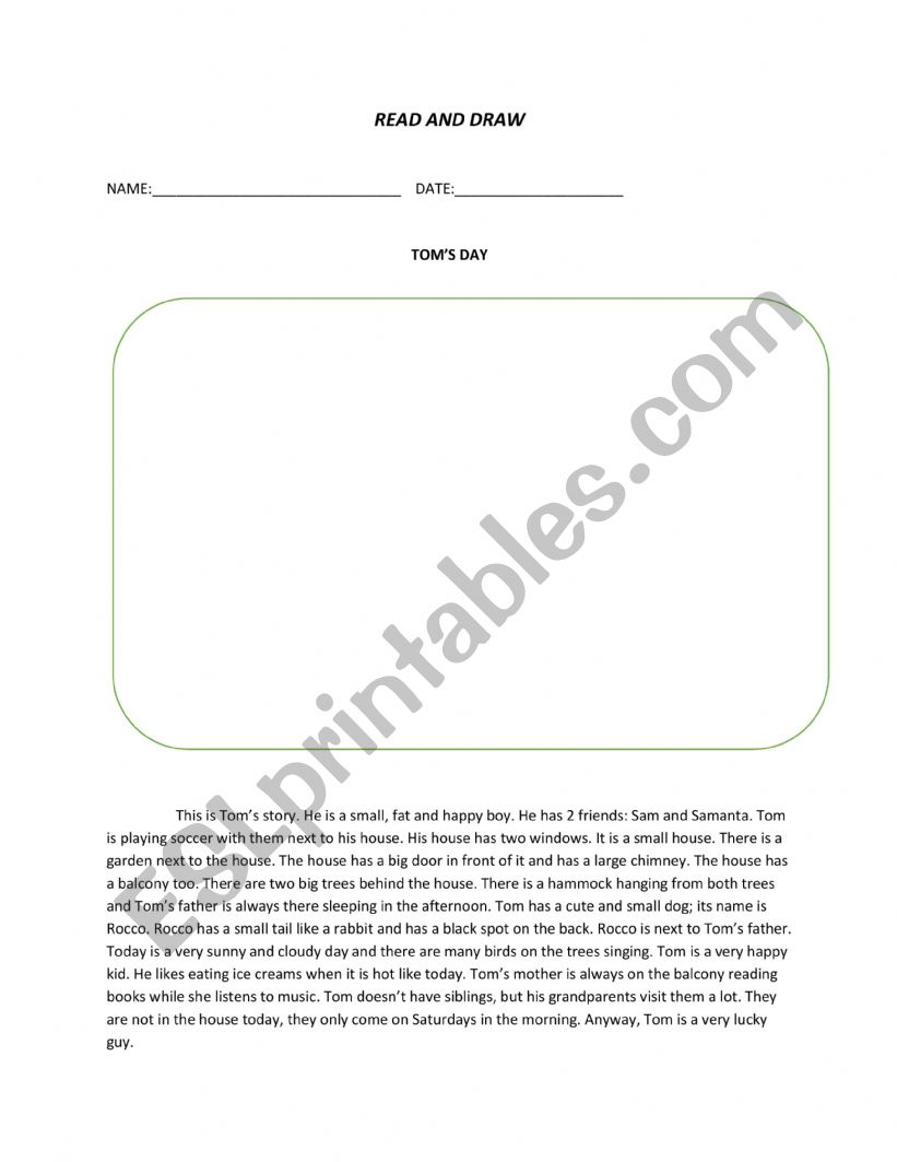 read and draw worksheet