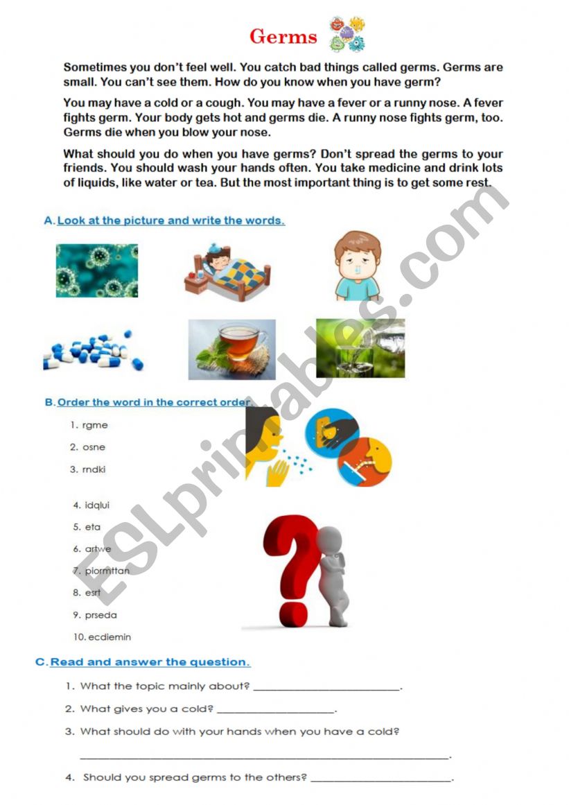 germs worksheet