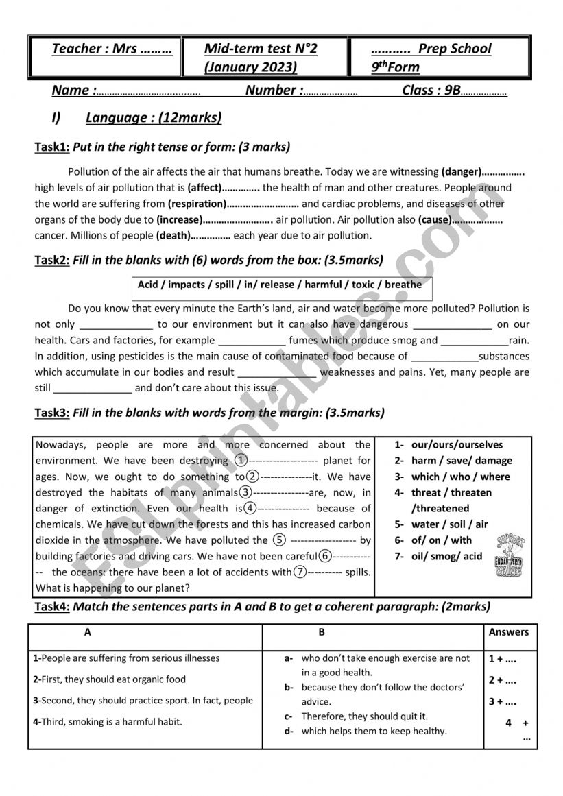 mid term test2 worksheet