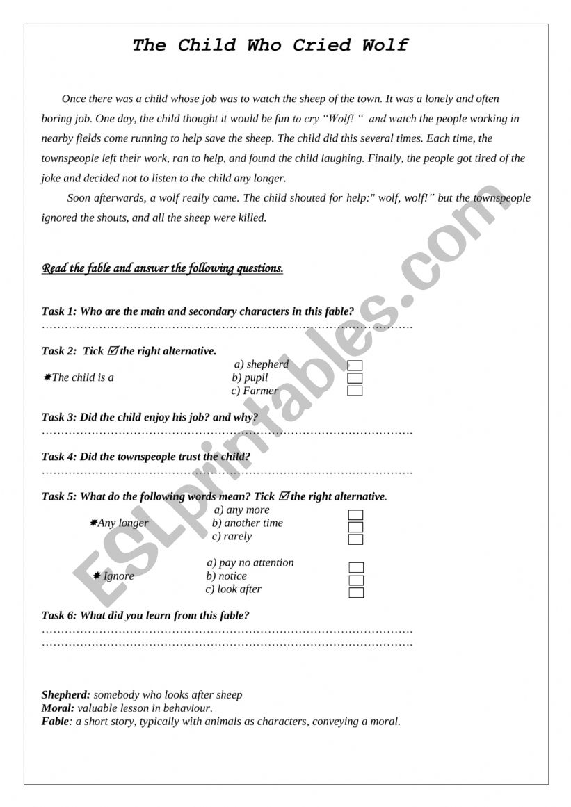 READING FOR PLEASURE worksheet