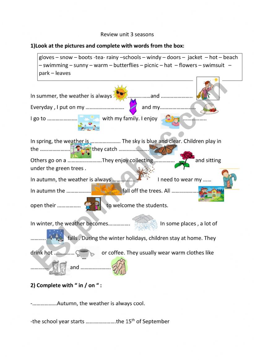 review seasons - ESL worksheet by mariem boukraa