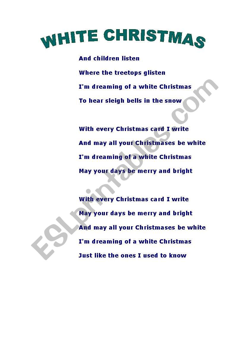 White Christmas worksheet