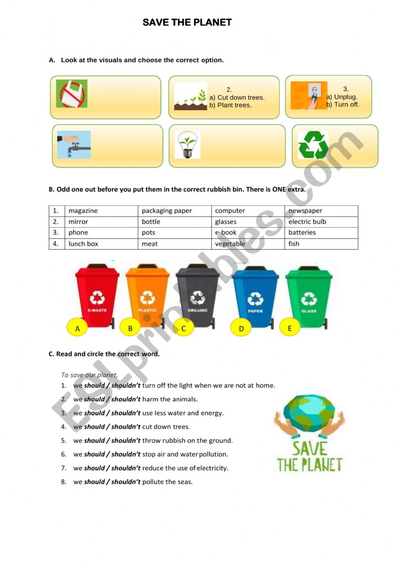 Save thé earth - ESL worksheet by Kemlisihem