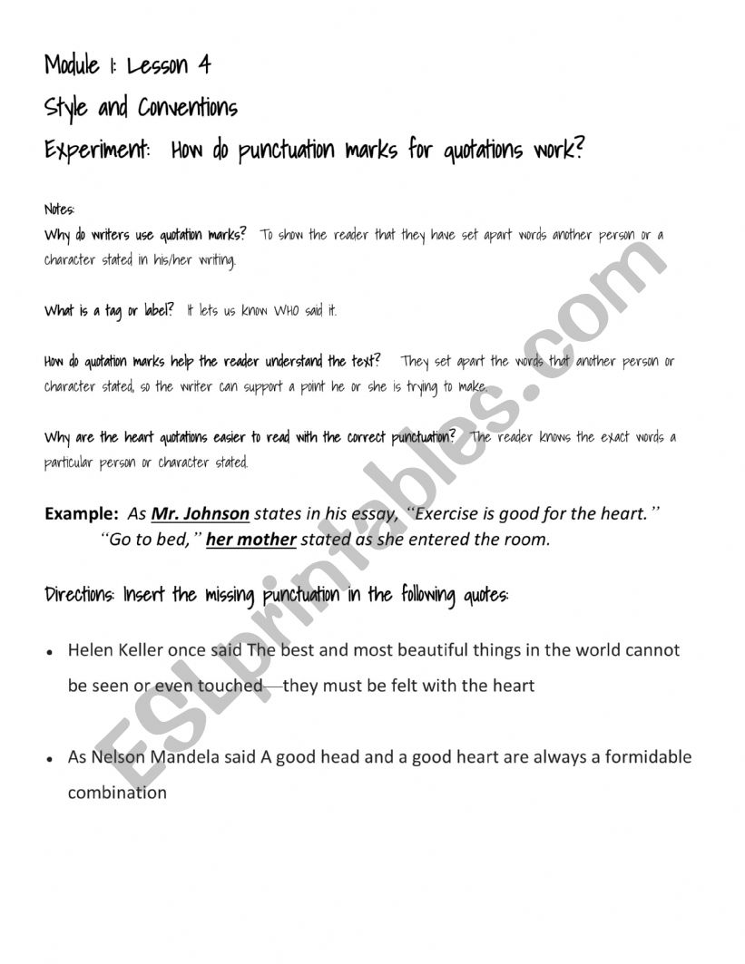 Wit & Wisdom  worksheet