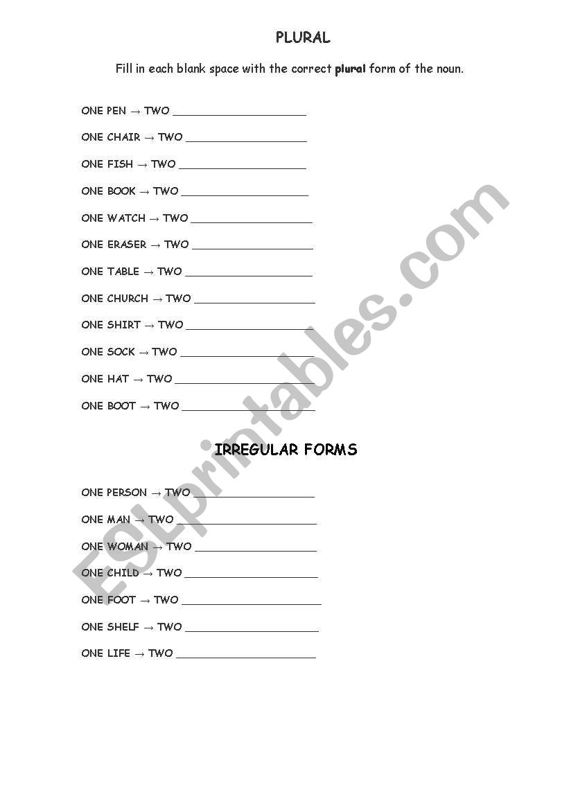 Plural Nouns worksheet