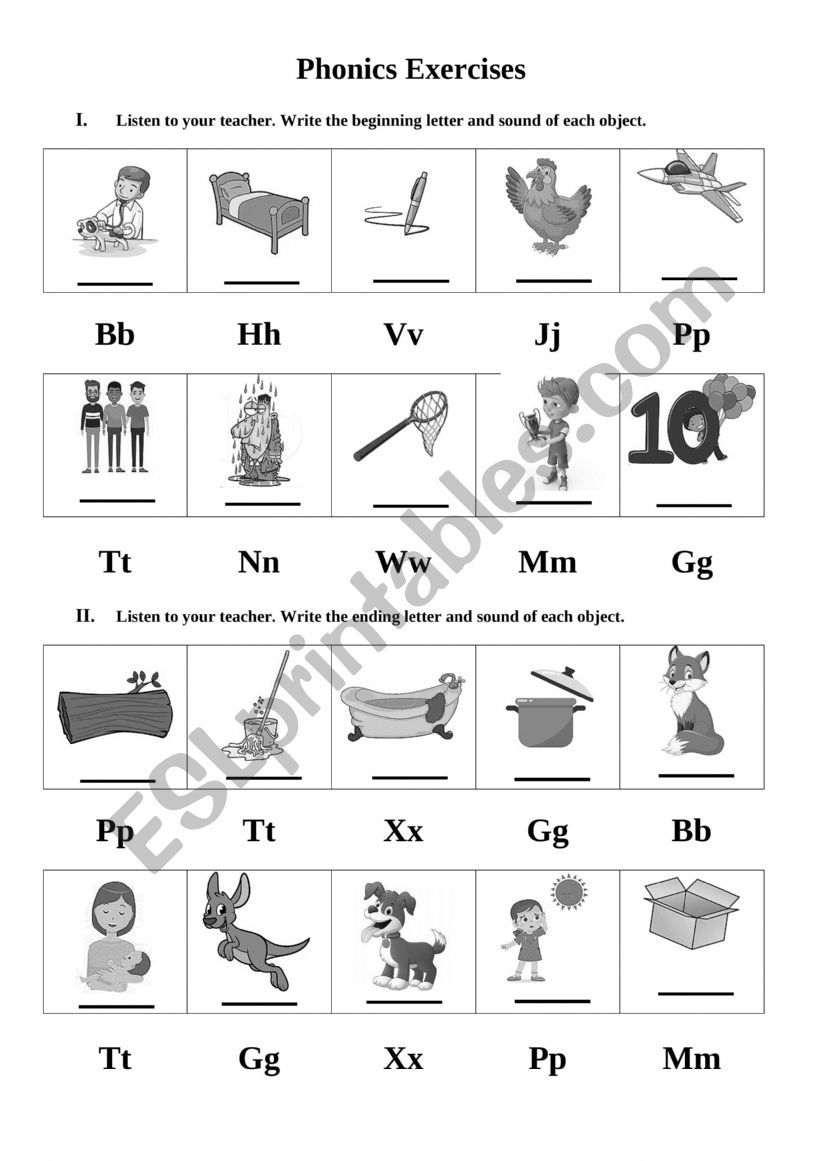 Phonics Exercises worksheet