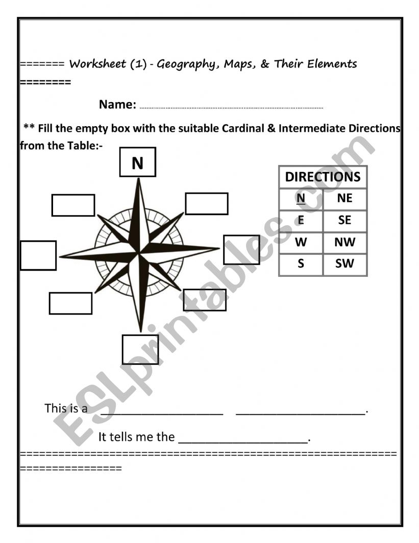 Compass Worksheet Esl Worksheet By Ihgwy 3312