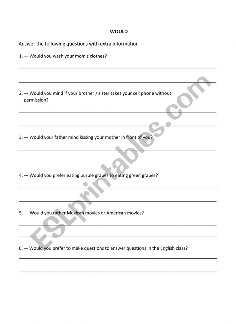 Would worksheet