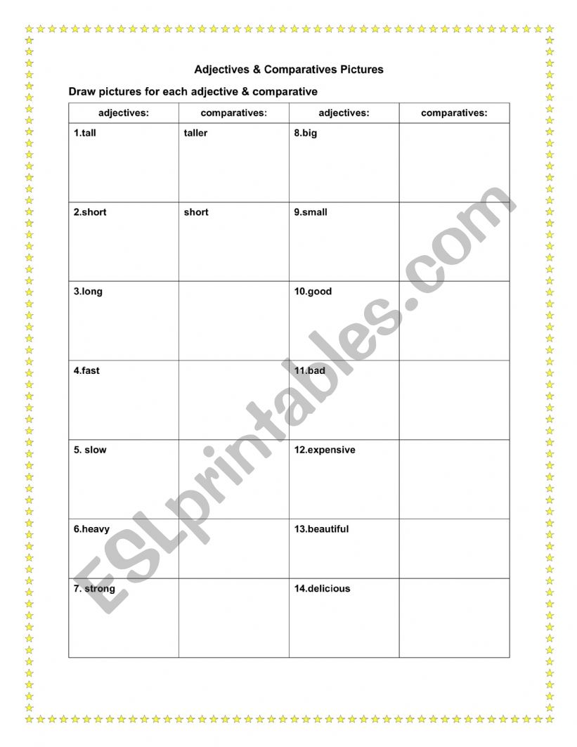 Comparative adjectives worksheet