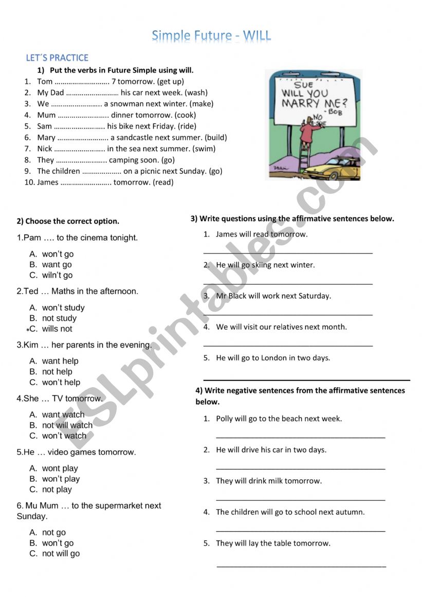 Simple Future - WILL worksheet