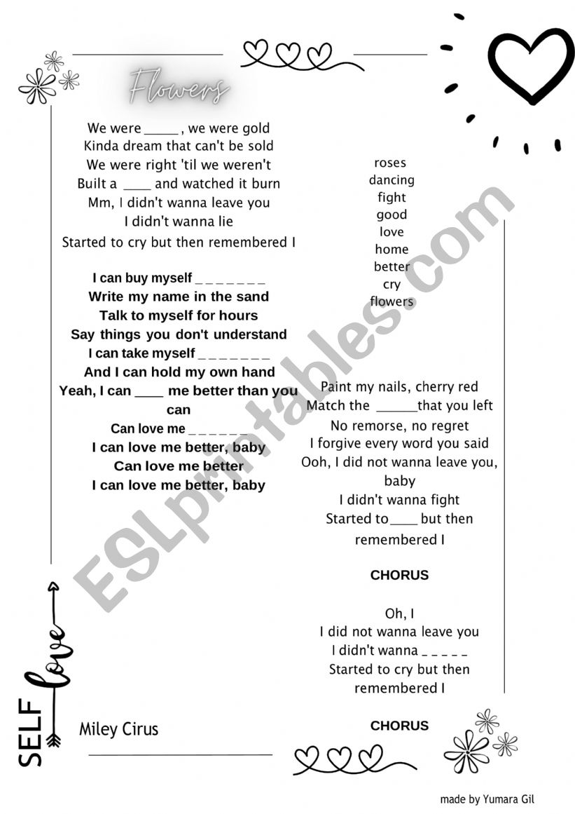 Flowers worksheet