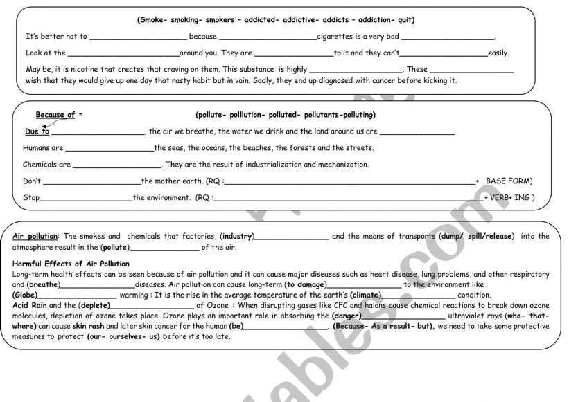 revision module 3 9th form worksheet