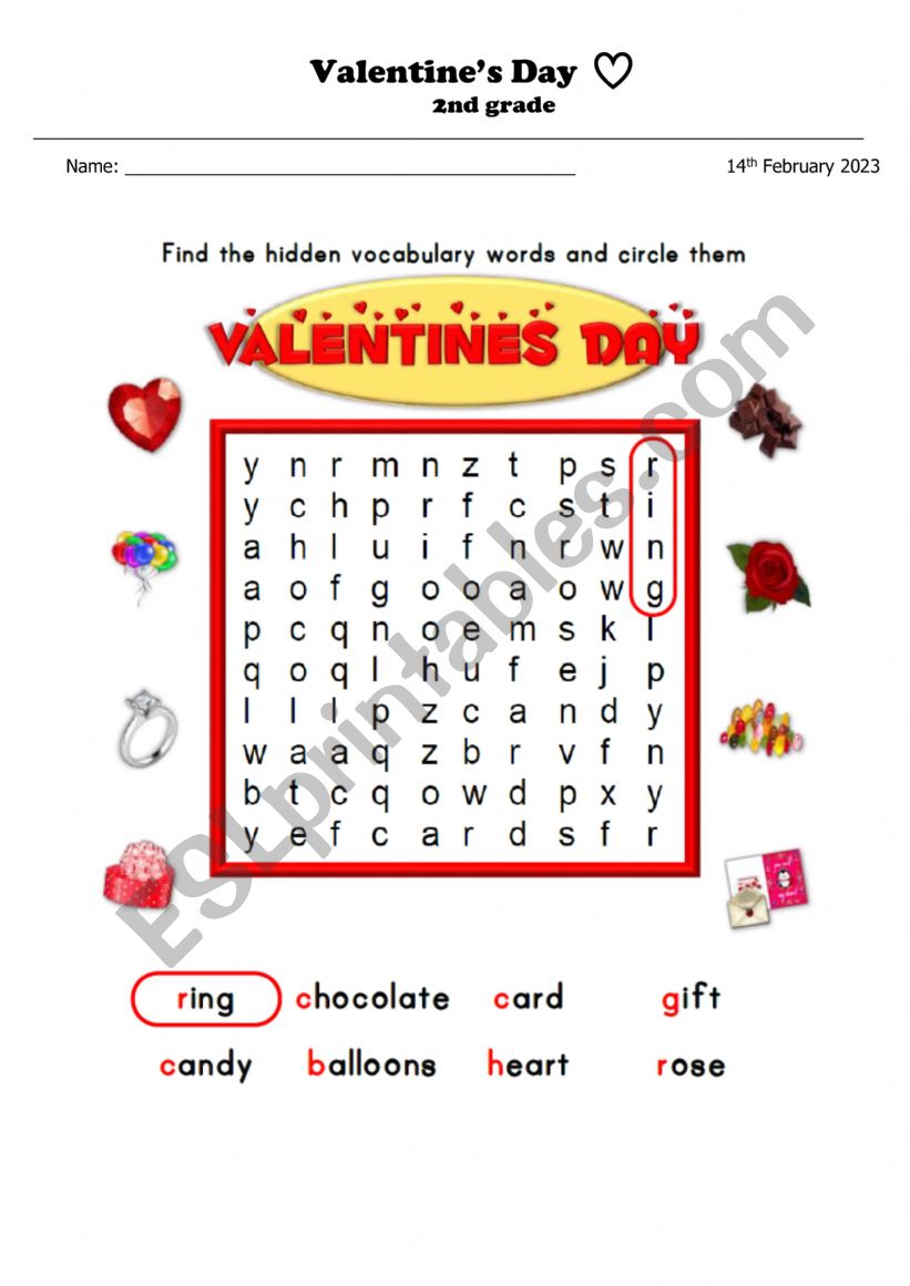 Valentine�s Day worksheet