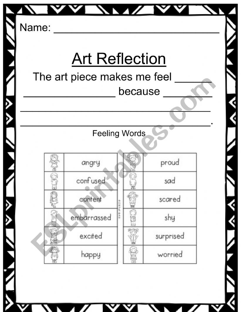 Art Reflection Sheet  worksheet