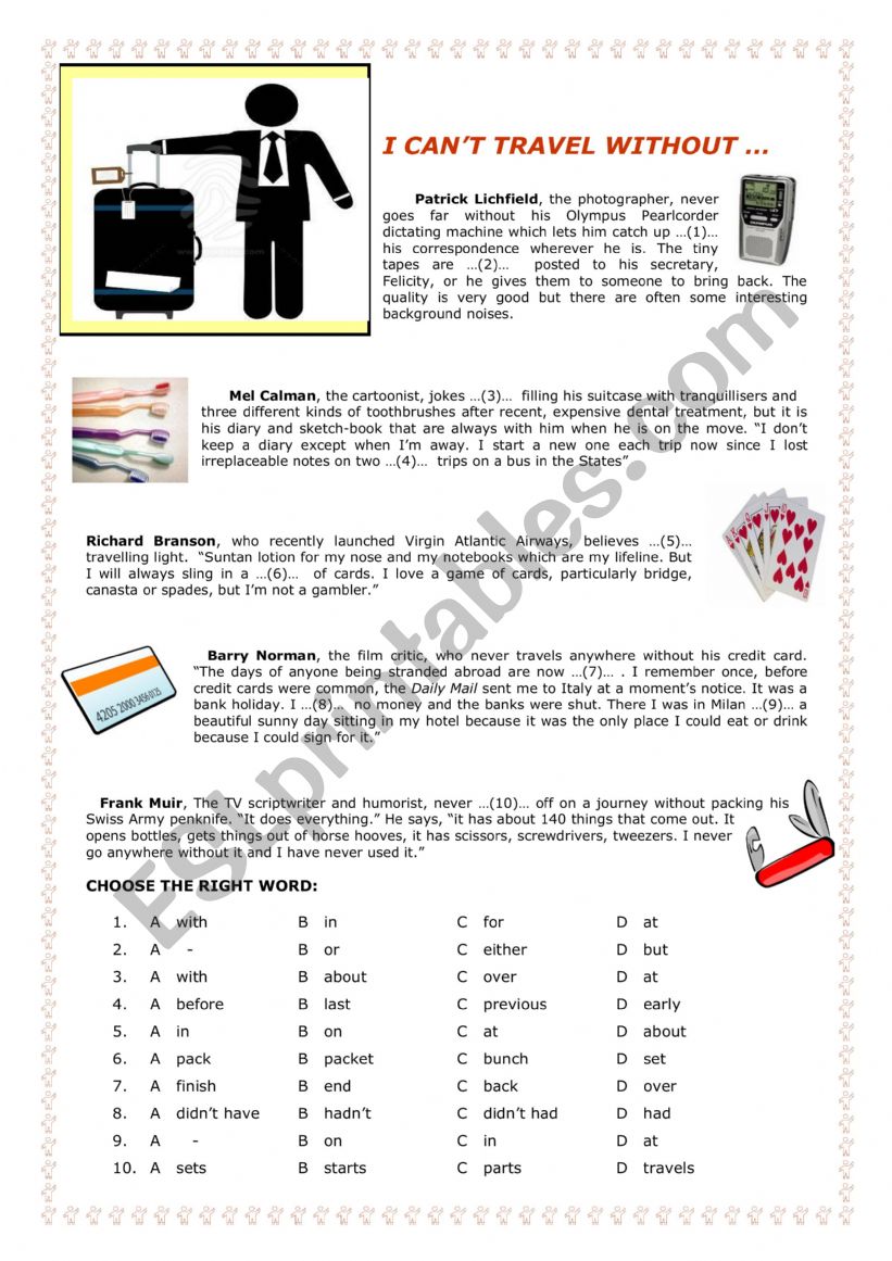 Travel worksheet