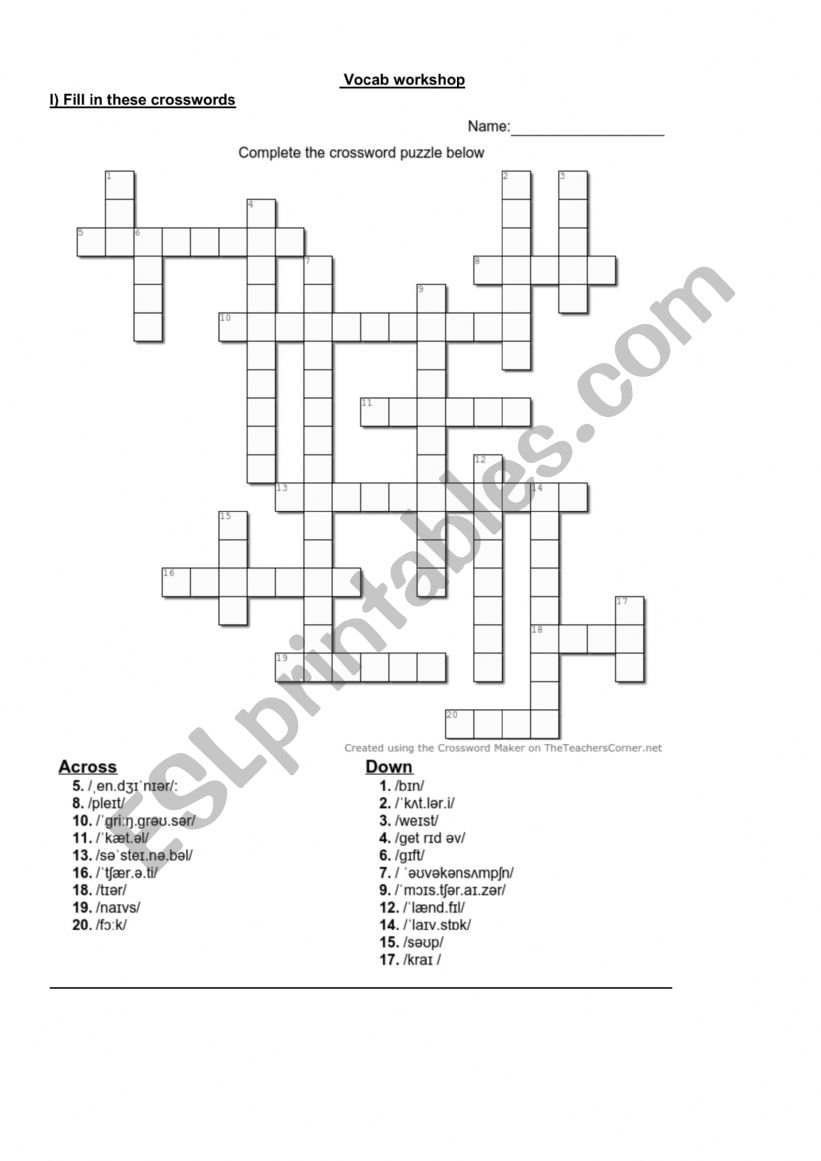 Food and sustainability crosswords