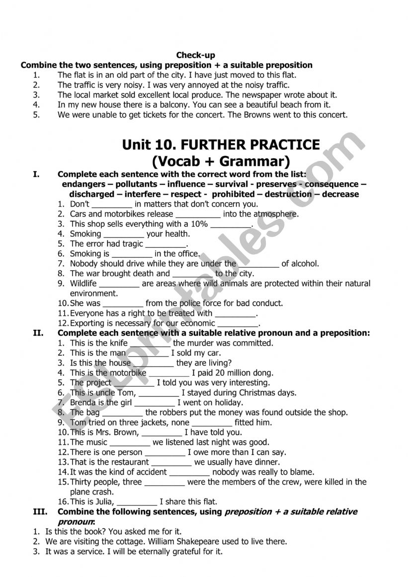 English 11th revision worksheet