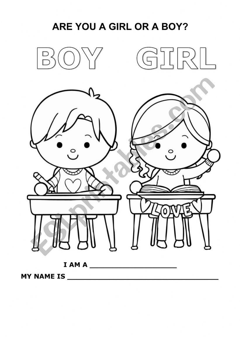 ARE YOU A GIRL OR A BOY? worksheet