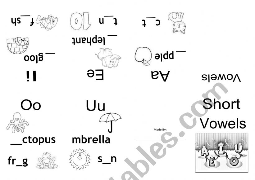 Short vowel sound Minibook worksheet