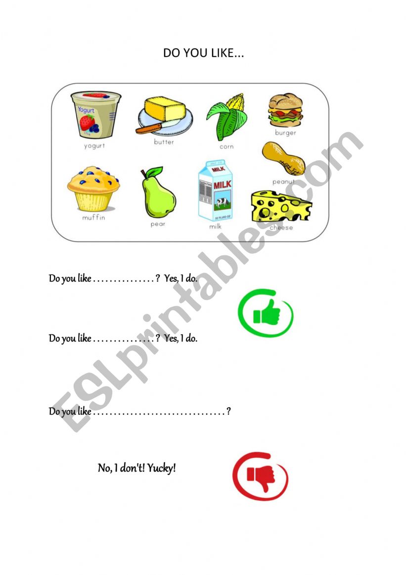 FOOD - DO YOU LIKE for kids - ESL worksheet by elgatoo