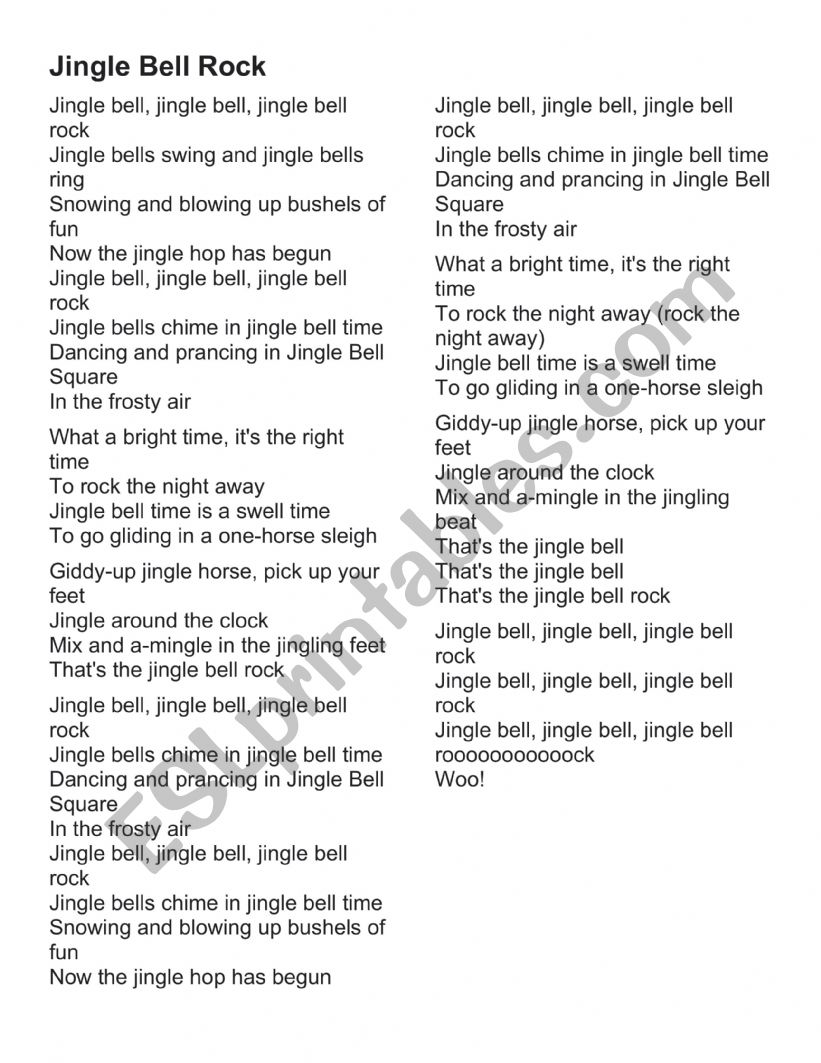 jingle bell rock worksheet