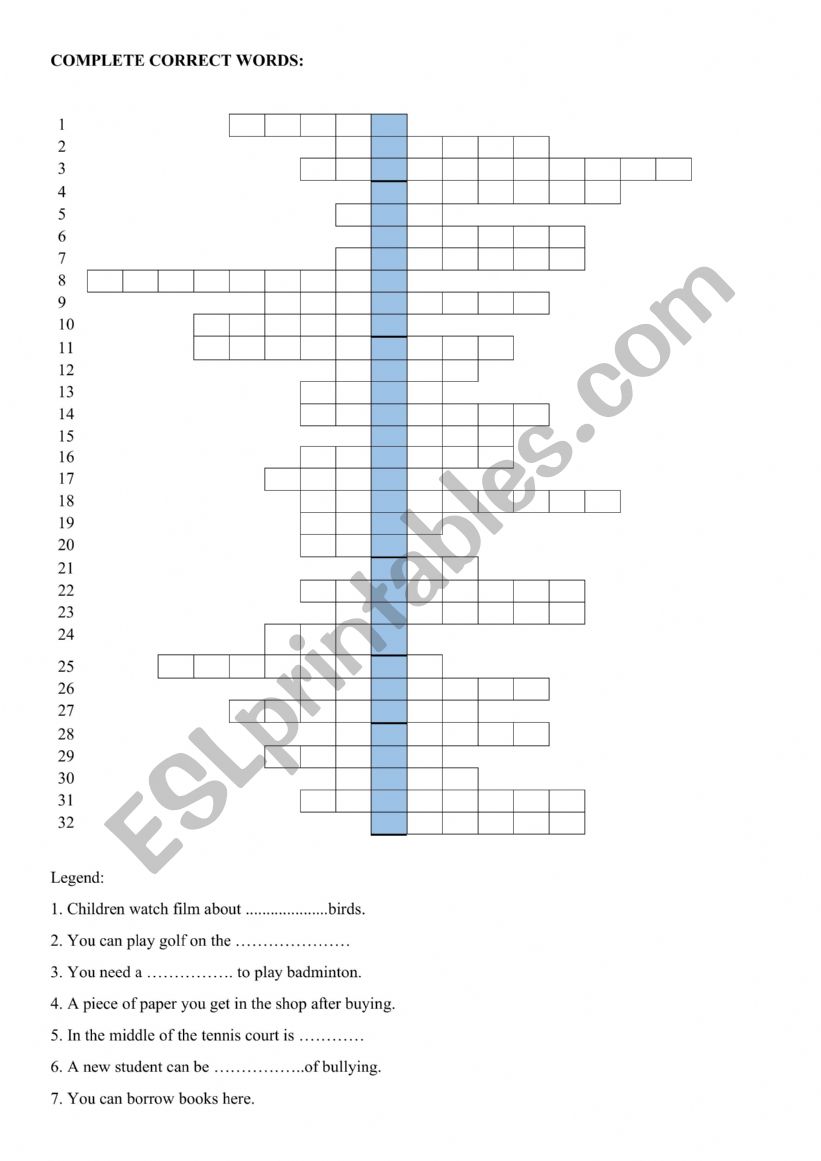 Vocabulary review worksheet