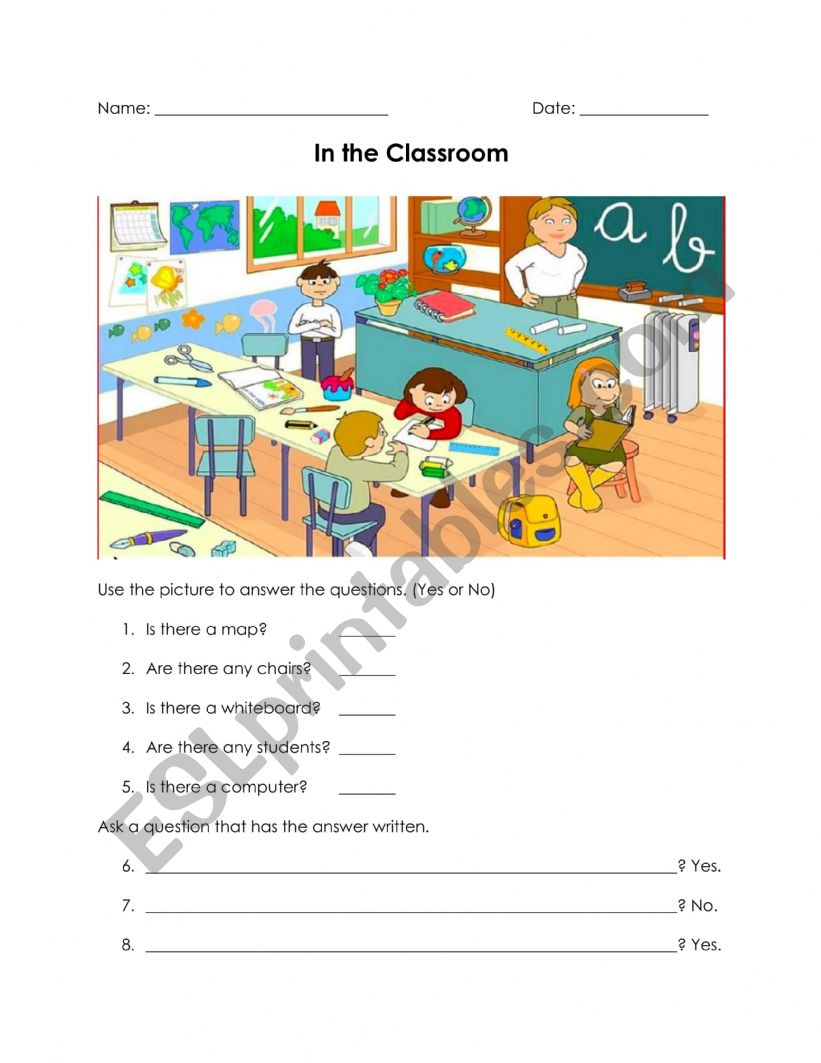 In the Classroom - ESL worksheet by jilltank5