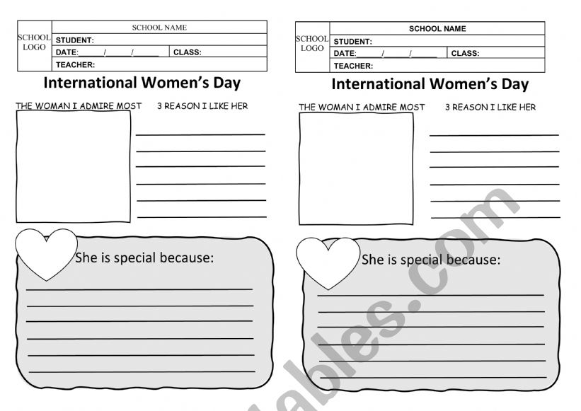 International Women�s day worksheet