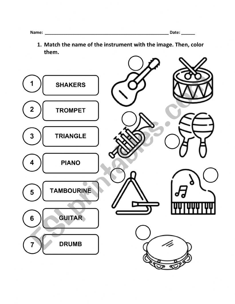 Musical Instruments worksheet