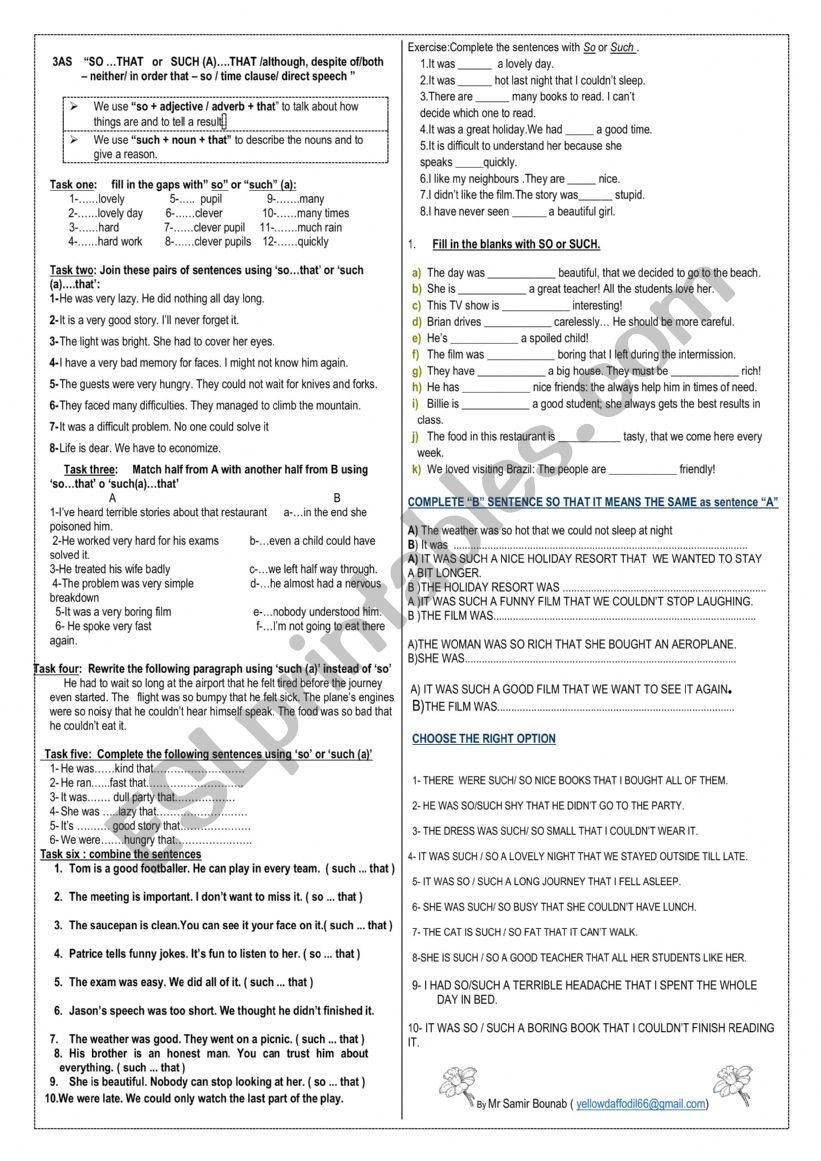 3 AS comparative - concession worksheet