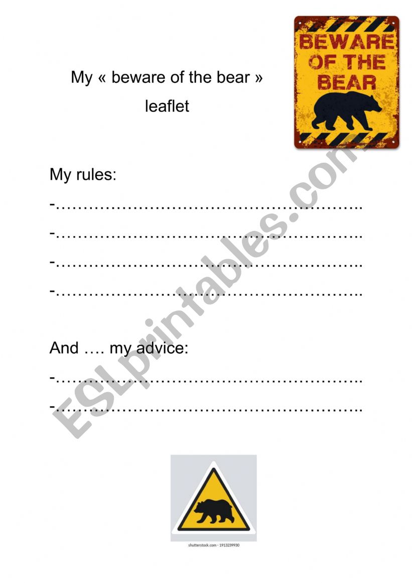 Rules in the national parks worksheet