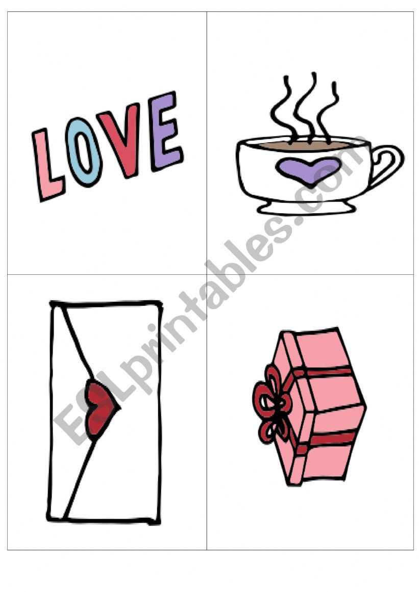 Valentine�s day flashcards worksheet