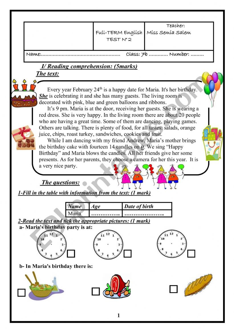 Full term test n2 worksheet