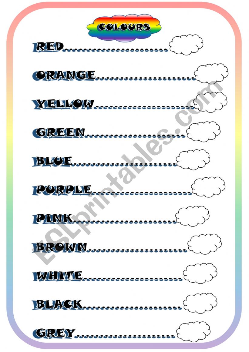 THE COLOURS worksheet