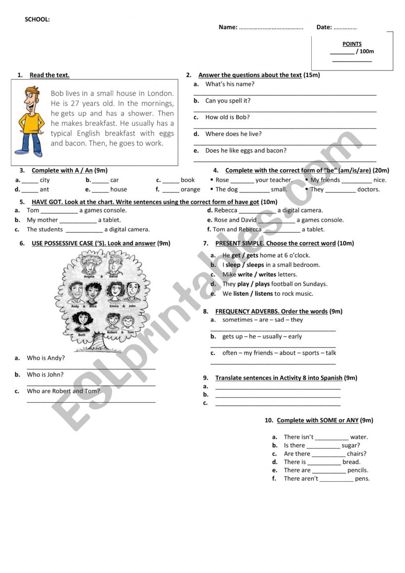 EXAM worksheet