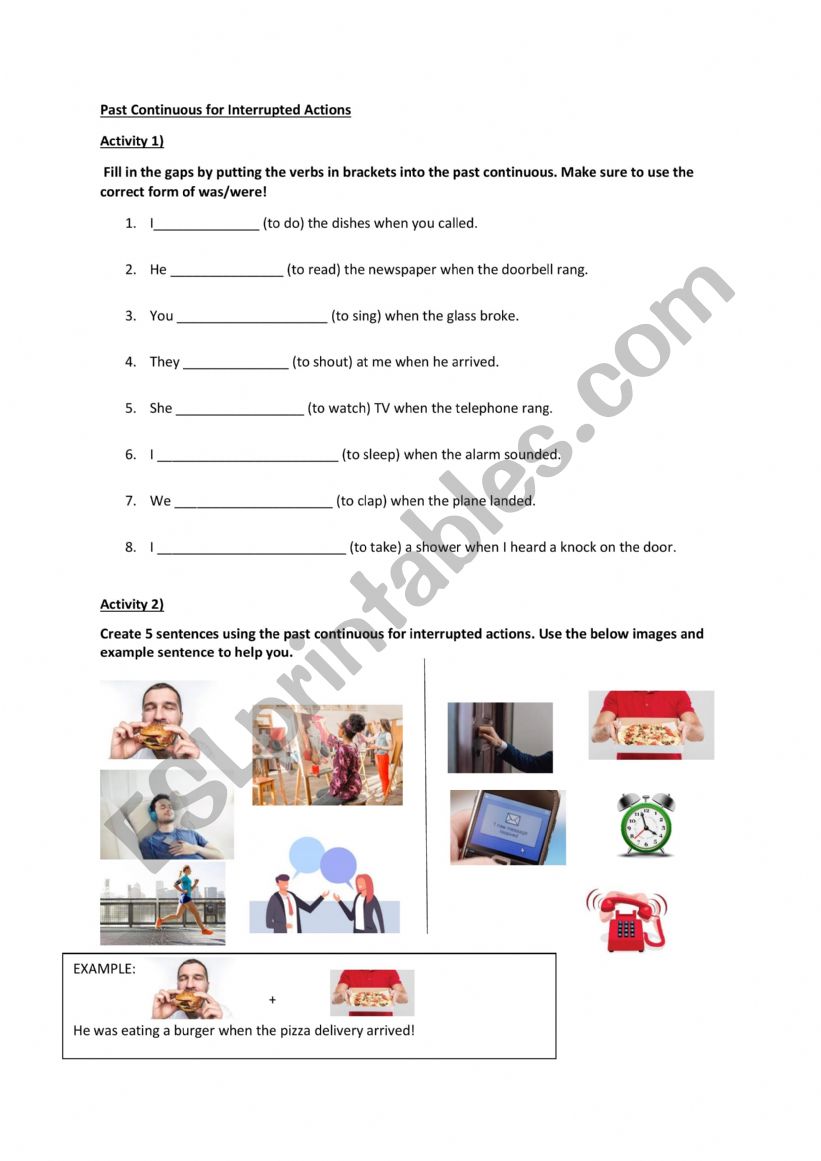 past continuous worksheet