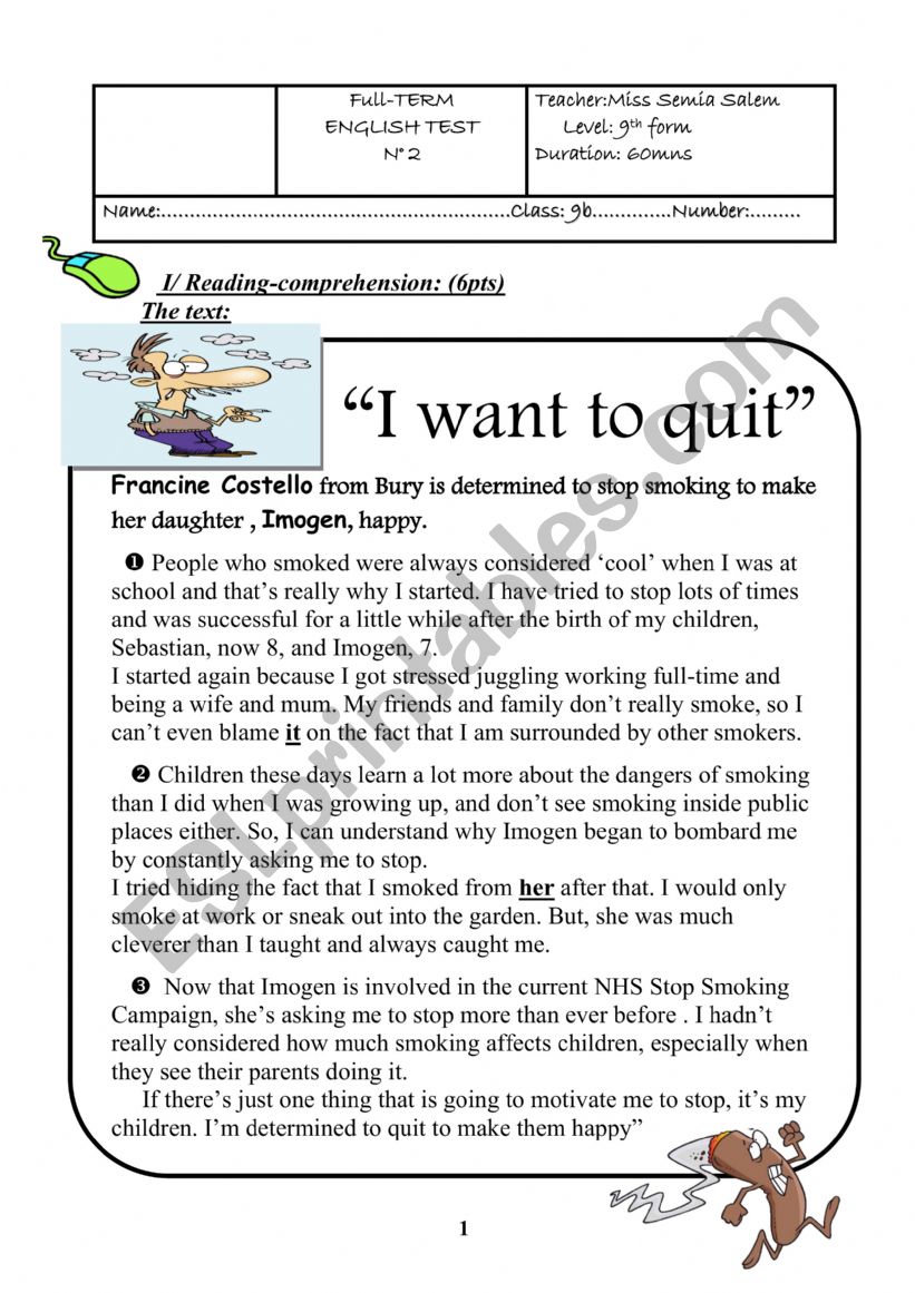 Full-term test n°2 worksheet