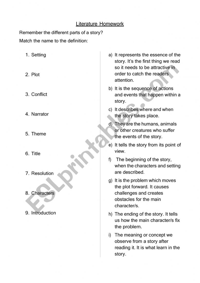 ELEMENTS AND STRUCTURE OF A STORY