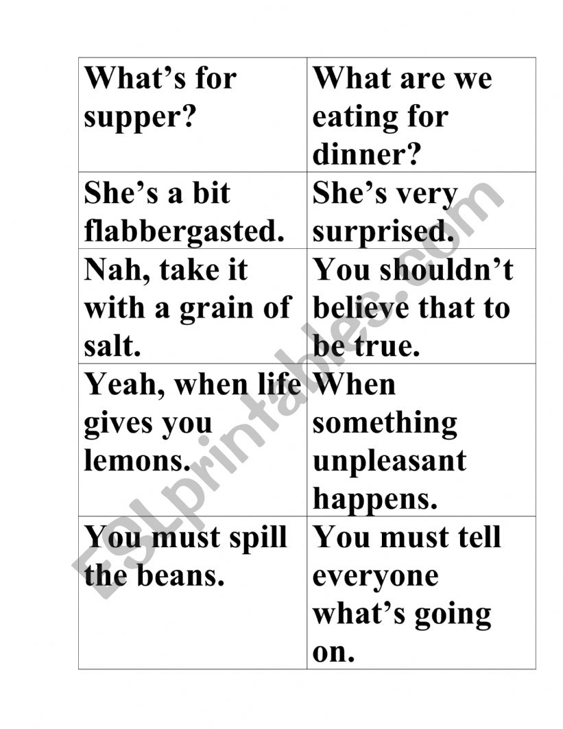 English Phrases Domino worksheet