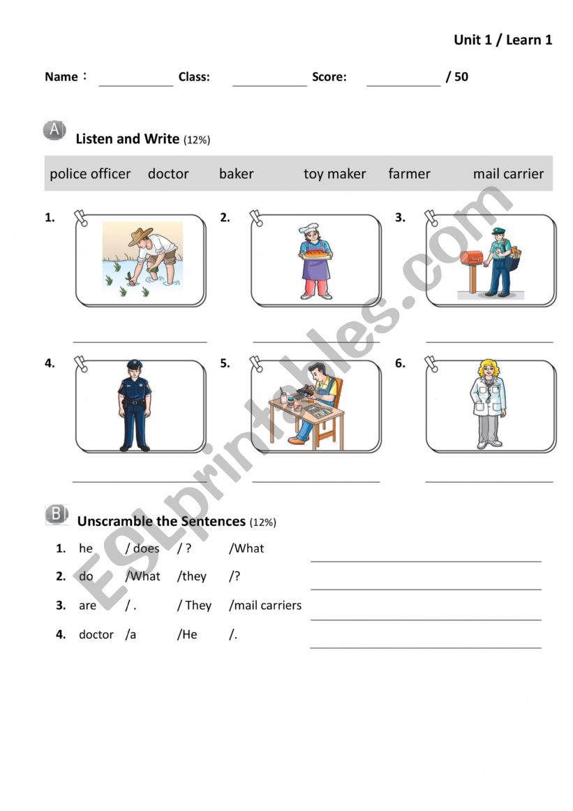 Jobs worksheet