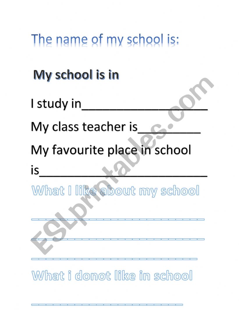 My School worksheet