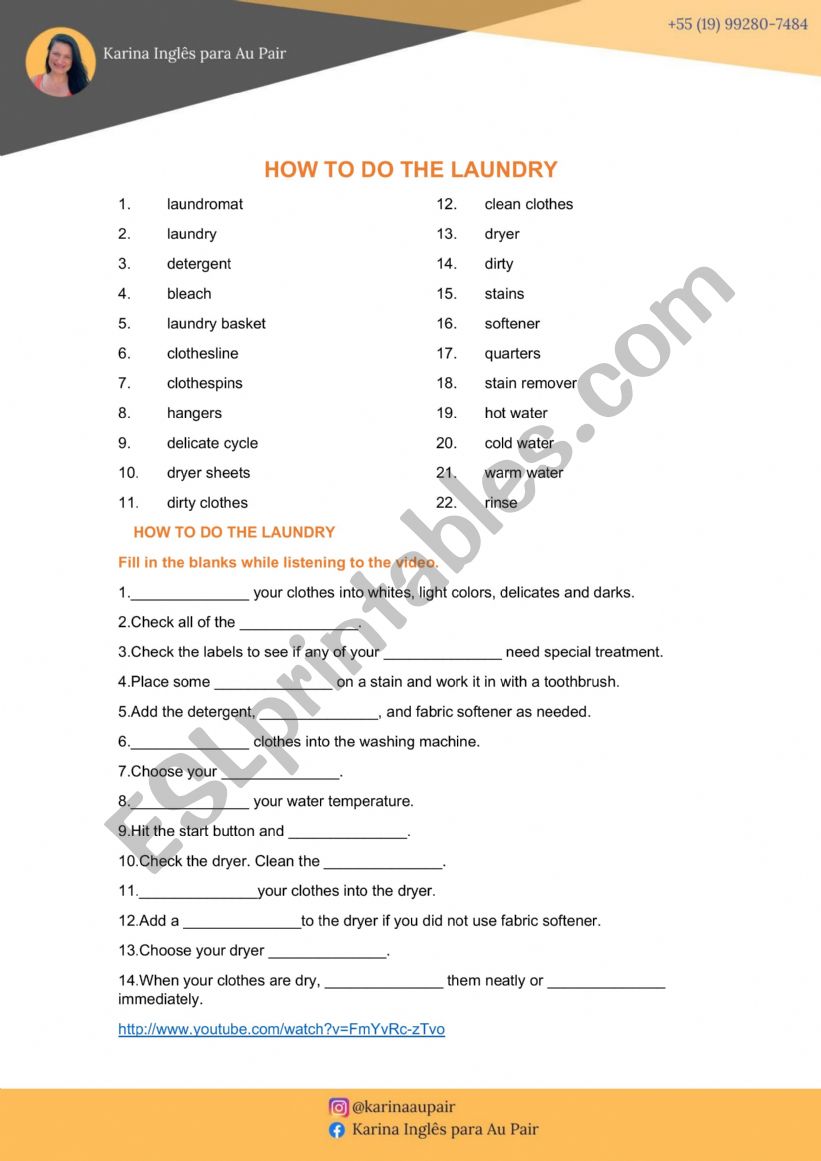 Doing The Laundry - Esl Worksheet By Karinaferrari