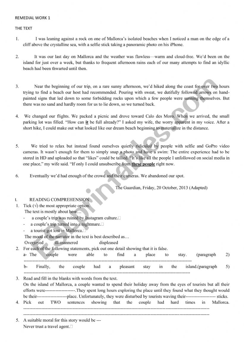 remedial work bac Arts  worksheet