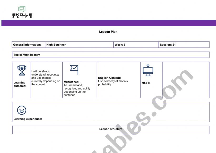 Lesson plan worksheet